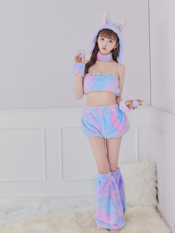 画像24: 【即日発送】【ハロウィン】パステルもこもこバニー【コスプレ7点セット】【フリーサイズ/6カラー】[OF03] (24)