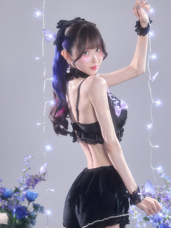 画像13: 【即日発送】【送料無料！】【サンリオ】クロミランジェリーセットアップルームウェア【S-L/1カラー】[HC02]ゆりにゃ着用 (13)