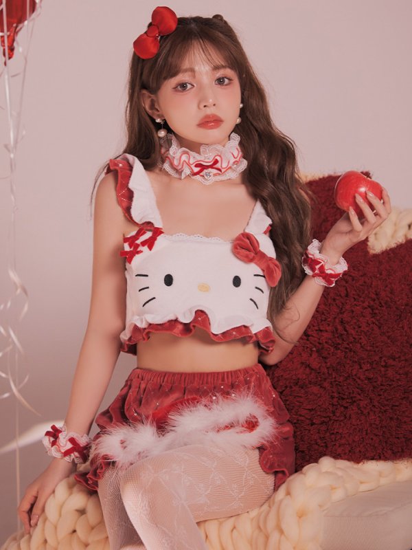 画像15: 【即日発送】【サンリオ】ハローキティキルティングセットアップルームウェア【S-L/1カラー】[HC02] (15)