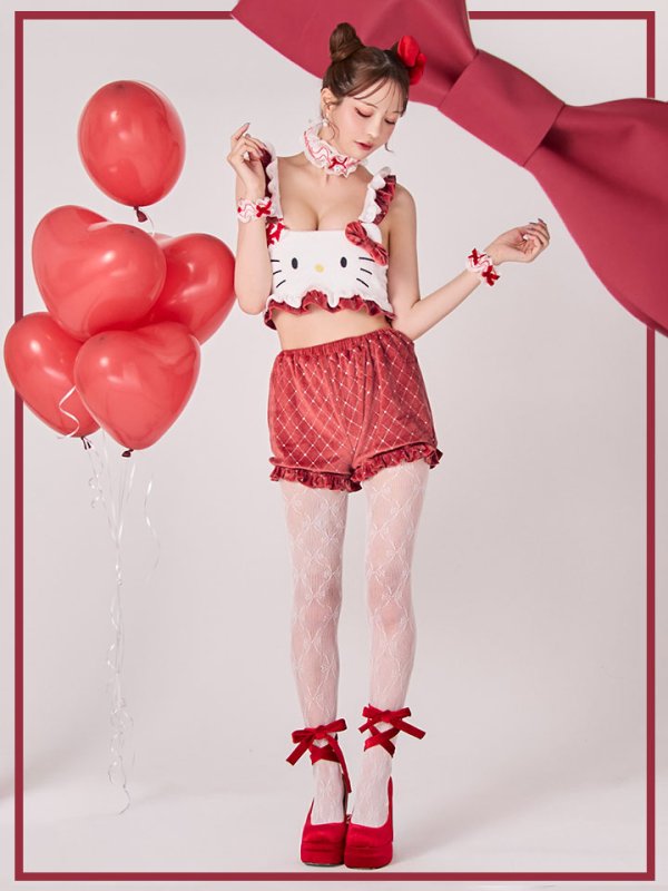 画像8: 【即日発送】【サンリオ】ハローキティキルティングセットアップルームウェア【S-L/1カラー】[OF03] (8)