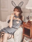画像1: 【送料無料！】【ハロウィン】ストライプオフショルダー ティアードバニーフリルリボン【コスプレ6点SET】【XS-Mサイズ】【予約/9月下旬発送予定】[OF03]三上悠亜着用 (1)