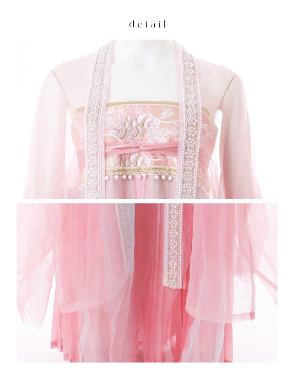 画像26: 【送料無料！】【ハロウィン】ピンク花刺繍ロングシフォン漢服セット【コスプレ4点SET】【Fサイズ】【予約/8月下旬発送予定】[OF03]吉木千沙都（ちぃぽぽ）着用 (26)