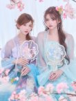 画像3: 【即日発送】【送料無料！】【ハロウィン】アイスブルー刺繍ロングシフォン漢服セット/天女/織姫/ブルーグラデーション花刺繍ロングシフォン漢服セット/天女/織姫【Fサイズ】[OF04] (3)