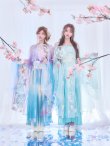 画像4: 【即日発送】【送料無料！】【ハロウィン】アイスブルー刺繍ロングシフォン漢服セット/天女/織姫/ブルーグラデーション花刺繍ロングシフォン漢服セット/天女/織姫【Fサイズ】[OF04] (4)