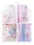 画像34: 【一部予約商品/8月下旬発送予定】【送料無料！】【ハロウィン】ピンク×ブルー花刺繍ロングシフォン漢服セット【コスプレ4点SET】【Fサイズ】[OF03]三上悠亜着用 (34)