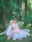 画像20: 【一部予約商品/8月下旬発送予定】【送料無料！】【ハロウィン】ピンク×ブルー花刺繍ロングシフォン漢服セット【コスプレ4点SET】【Fサイズ】[OF03]三上悠亜着用 (20)