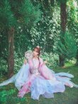 画像22: 【一部予約商品/8月下旬発送予定】【送料無料！】【ハロウィン】ピンク×ブルー花刺繍ロングシフォン漢服セット【コスプレ4点SET】【Fサイズ】[OF03]三上悠亜着用 (22)