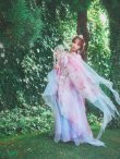 画像3: 【一部予約商品/8月下旬発送予定】【送料無料！】【ハロウィン】ピンク×ブルー花刺繍ロングシフォン漢服セット【コスプレ4点SET】【Fサイズ】[OF03]三上悠亜着用 (3)