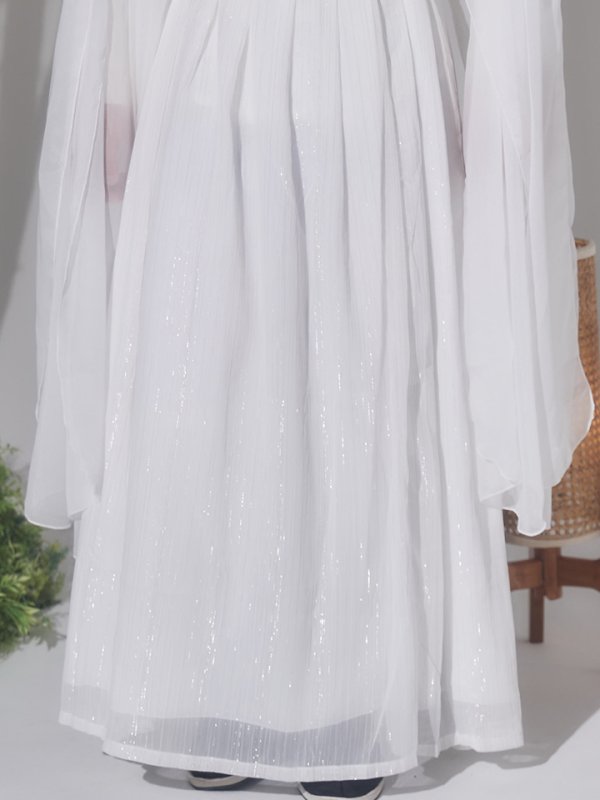 画像7: 【送料無料！】【ハロウィン】ホワイト×ゴールド刺繍ロング漢服【コスプレ6点SET】【Fサイズ】[OF03]今井暖大着用 (7)