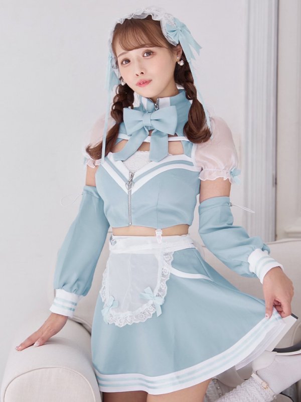 画像1: 【即日発送！】【sugar nine×マリームーンコラボ】 【ハロウィン】マリームーンコラボジャージメイド 【コスプレ8点セット】 【XS-Lサイズ/2カラー】[HC03] (1)