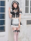 画像6: 【即日発送】【送料無料！】【ハロウィン】【マリームーンコラボ】リボンヘッドレースアップゴシックメイドコスプレ【コスプレ5点SET】【XS-Lサイズ】[OF03] (6)