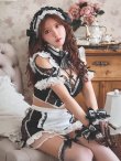 画像12: 【送料無料！】【ハロウィン】リボンヘッドレースアップゴシックメイドコスプレ【コスプレ5点SET】【XS-Lサイズ】【予約/10月上旬発送予定】[OF03]三上悠亜着用 (12)