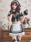 画像13: 【送料無料！】【ハロウィン】リボンヘッドレースアップゴシックメイドコスプレ【コスプレ5点SET】【XS-Lサイズ】【予約/10月上旬発送予定】[OF03]三上悠亜着用 (13)