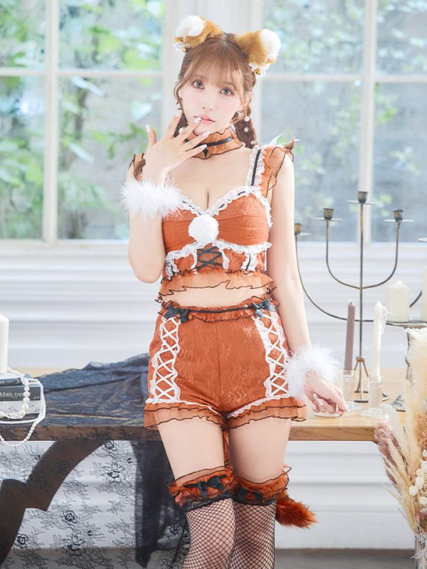 画像9: 【即日発送】【ハロウィン】【sugar nine×マリームーンコラボ】 レースフォックス / ブラウン狐【コスプレ7点セット】【S-Mサイズ】[OF01] (9)