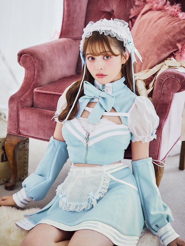 画像2: 【即日発送！】【sugar nine×マリームーンコラボ】 【ハロウィン】マリームーンコラボジャージメイド 【コスプレ8点セット】 【XS-Lサイズ/2カラー】[OF04] (2)