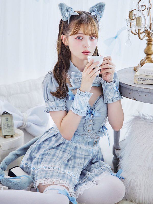 画像2: 【即日発送！ 】【sugar nine×マリームーンコラボ】 【ハロウィン】マリームーンコラボ制服ネコセットアップ 【コスプレ7点セット】 【XS-Lサイズ/2カラー】[OF04] (2)