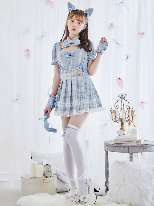 画像4: 【即日発送！ 】【sugar nine×マリームーンコラボ】 【ハロウィン】マリームーンコラボ制服ネコセットアップ 【コスプレ7点セット】 【XS-Lサイズ/2カラー】[OF04] (4)