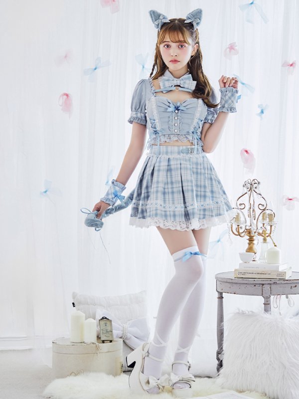 画像7: 【即日発送！ 】【sugar nine×マリームーンコラボ】 【ハロウィン】マリームーンコラボ制服ネコセットアップ 【コスプレ7点セット】 【XS-Lサイズ/2カラー】[OF04] (7)