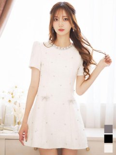 新色登場！ビジューフレアワンピースドレス/キャバドレス【XS-XLサイズ/3カラー】[OF01] 【SB】dzk