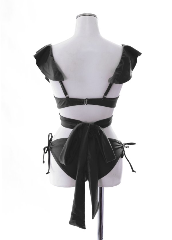 画像44: 【即日発送】【ビキニ】【水着】ショルダーフリルクロスビキニ/無地/シンプル[YMT] (44)