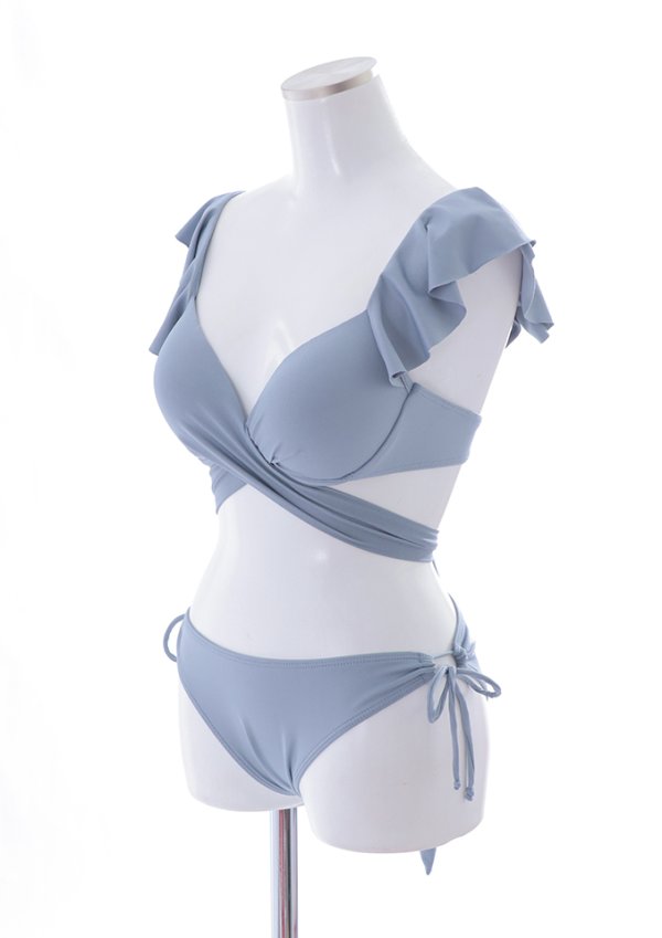 画像46: 【即日発送】【ビキニ】【水着】ショルダーフリルクロスビキニ/無地/シンプル[YMT] (46)