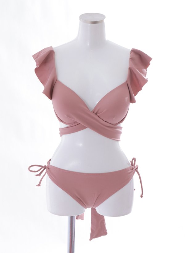 画像48: 【即日発送】【ビキニ】【水着】ショルダーフリルクロスビキニ/無地/シンプル[YMT] (48)