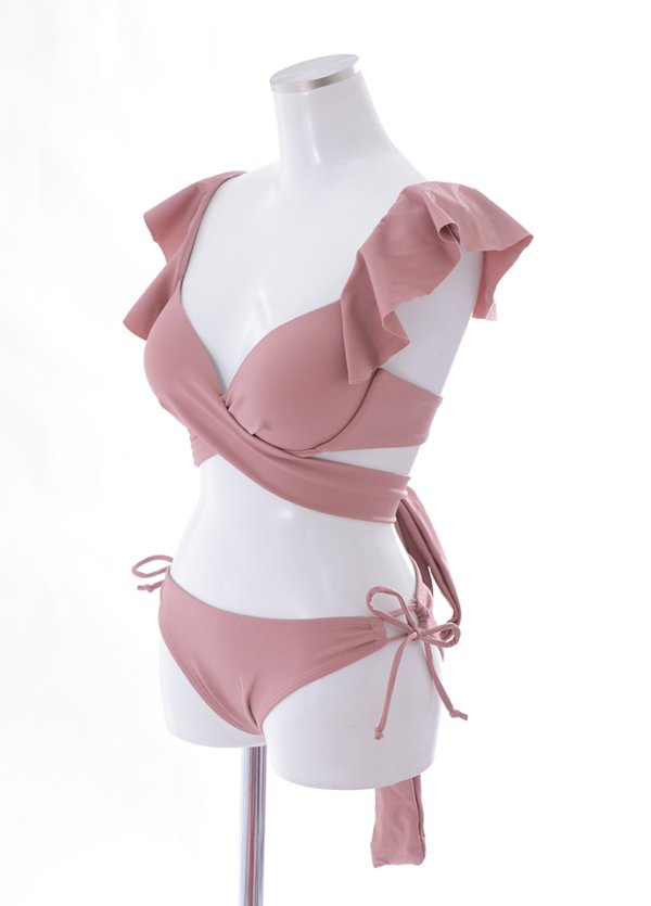 画像49: 【即日発送】【ビキニ】【水着】ショルダーフリルクロスビキニ/無地/シンプル[YMT] (49)