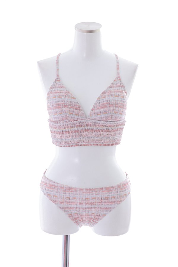 画像15: 【即日発送】【水着セール】【ビキニ】【水着】 ツイードプリント トライアングル ビキニ 2点セット[YMT] (15)