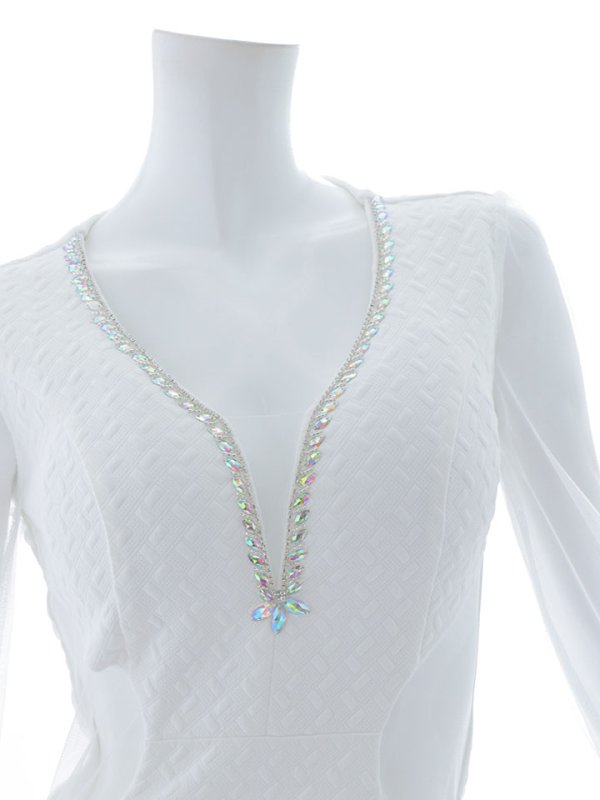 画像20: ワンカラービジュードレス/ロングスリーブ/シアー袖/ロングスリーブ/ウエストサイドシアー/タイトスカート/谷間見せ/背中隠し/ミニドレス/キャバドレス【S-Lサイズ/2カラー】[OF03B-X 【IM】 (20)