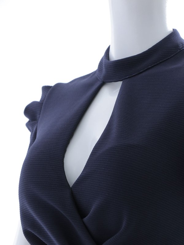 画像24: マーメイドフリルドレス/胸元オープンカット/ベルスリーブ/布ベルト/谷間見せ/背中隠し/ミディアムドレス/キャバドレス【S-Lサイズ/1カラー】[OF03B-U] 【IM】 (24)