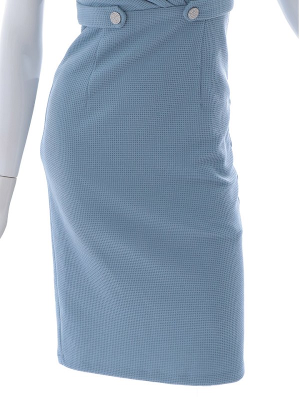 画像14: ワッフルミディアムドレス/パフスリーブ/谷間見せ/背中隠し/タイト/ミニドレス/ワンピース/キャバドレス【S-Lサイズ/1カラー】[OF03B] 【IM】 (14)