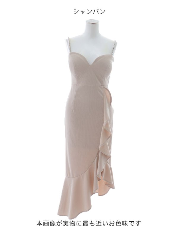 画像25: ラッフルフリルキャミソールドレス/アシンメトリー/マーメイド/ラメ/グリッター/ノースリーブ/谷間見せ/背中見せ/ミディアムドレス/キャバドレス【S-XLサイズ/4カラー】[OF03B]【IM】dzw (25)