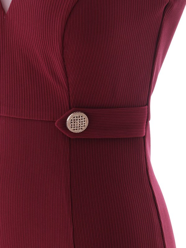 画像20: リブストライプシンプルドレス/ノースリーブ/ホルターネック/シースルー/ゴールドボタン/スリット/谷間見せ/背中隠し/ミディアムドレス/キャバドレス【S-Mサイズ/2カラー】[OF03] 【IM】 (20)