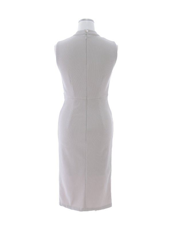 画像17: リブストライプシンプルドレス/ノースリーブ/ホルターネック/シースルー/ゴールドボタン/スリット/谷間見せ/背中隠し/ミディアムドレス/キャバドレス【S-Mサイズ/2カラー】[OF03] 【IM】 (17)