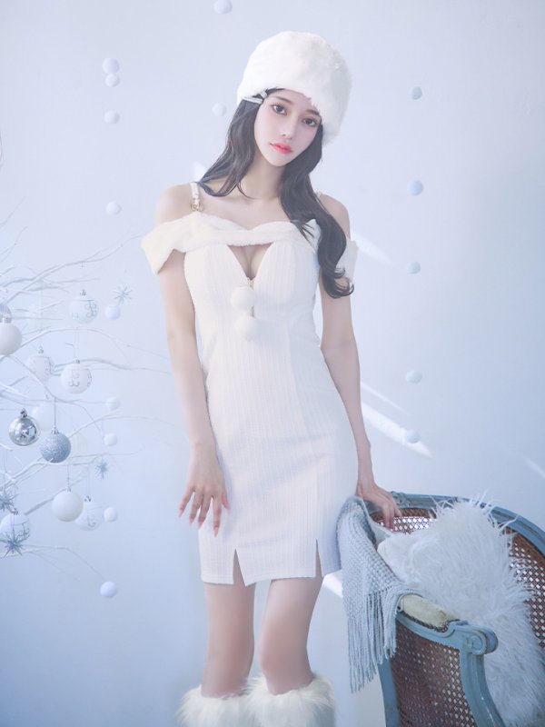 画像33: 【ノベルティ対象】【即日発送！】【サンタコス 3点セット】【XS-Lサイズ/3カラー】オフショルニットワンピサンタコスプレ(SLG001)(SFB001)[YMT] (33)