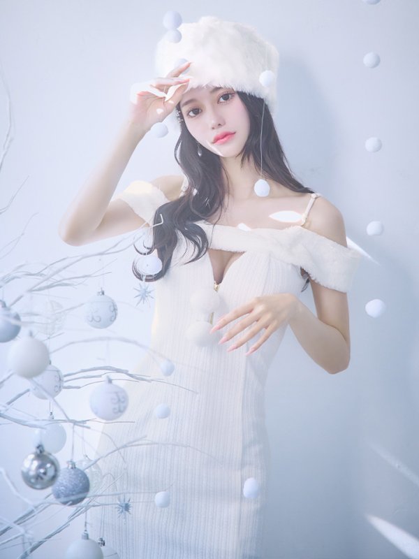 画像23: 【ノベルティ対象】【即日発送！】【サンタコス 3点セット】【XS-Lサイズ/3カラー】オフショルニットワンピサンタコスプレ(SLG001)(SFB001)[YMT] (23)