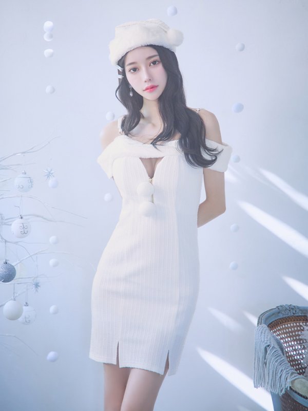 画像27: 【ノベルティ対象】【即日発送！】【サンタコス 3点セット】【XS-Lサイズ/3カラー】オフショルニットワンピサンタコスプレ(SLG001)(SFB001)[YMT] (27)