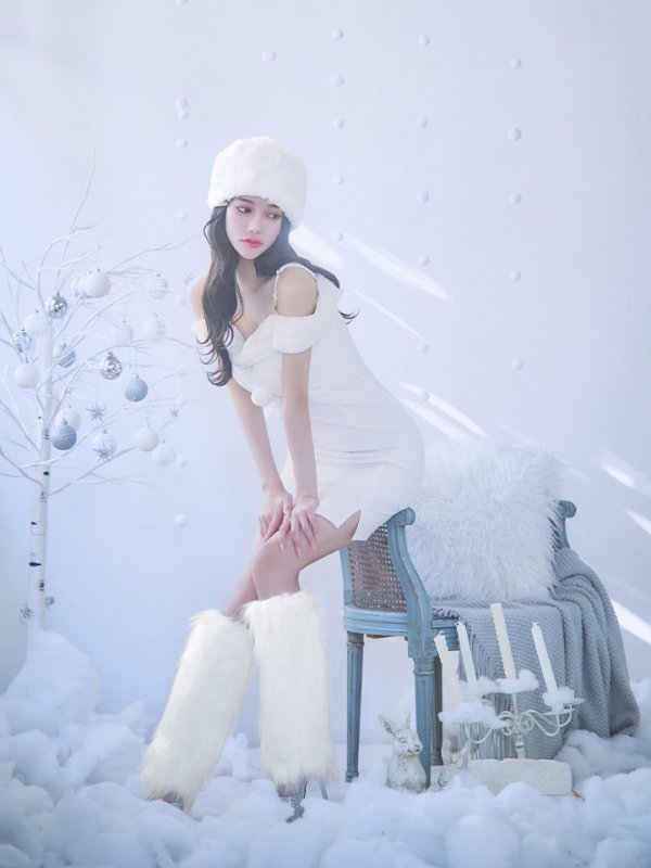 画像29: 【ノベルティ対象】【即日発送！】【サンタコス 3点セット】【XS-Lサイズ/3カラー】オフショルニットワンピサンタコスプレ(SLG001)(SFB001)[YMT] (29)