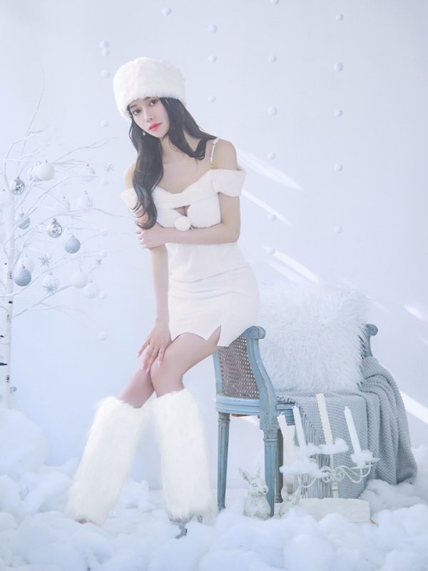 画像30: 【ノベルティ対象】【即日発送！】【サンタコス 3点セット】【XS-Lサイズ/3カラー】オフショルニットワンピサンタコスプレ(SLG001)(SFB001)[YMT] (30)