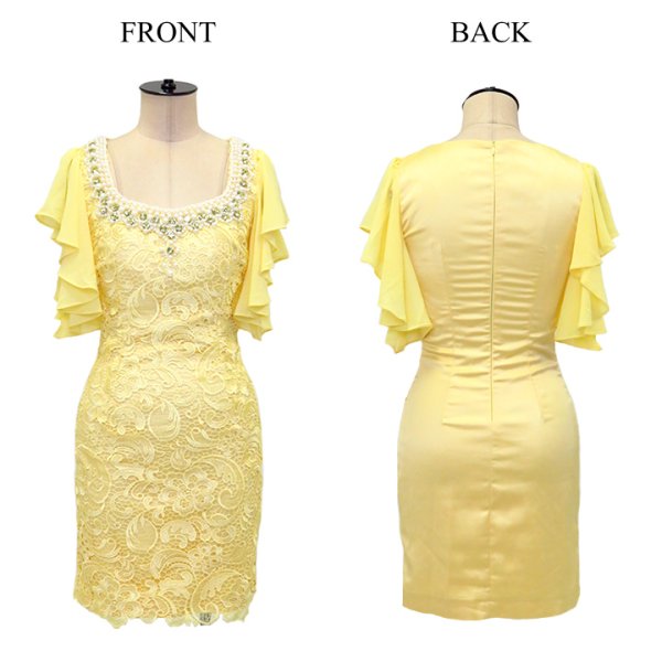 画像10: 丈の長さが選べる！フロントレースサテンミニパーティードレス【XS-XXLサイズ/9カラー】[OF01A]【SB】 (10)