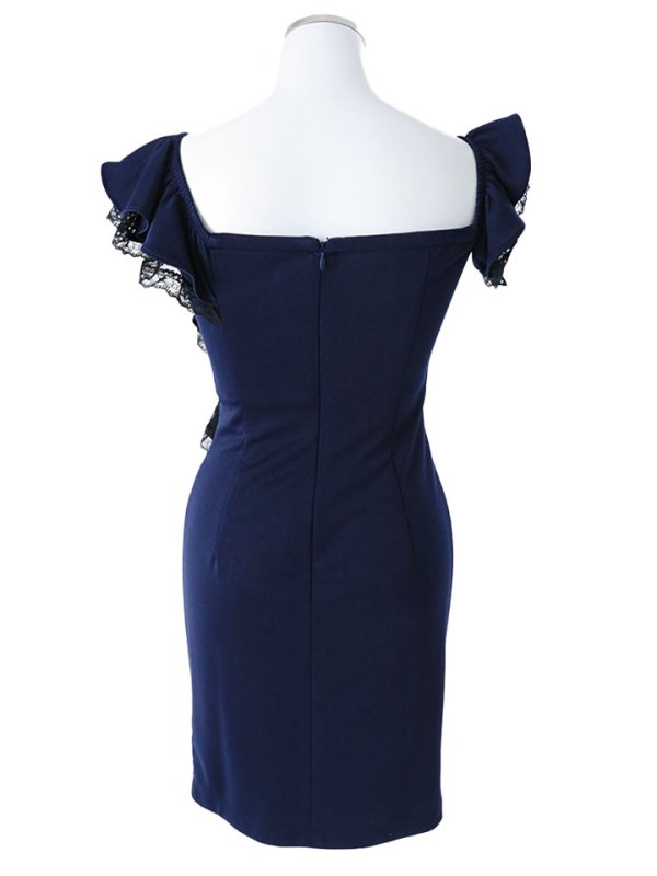 画像2: 【高級ドレスセール】 オフショル/ ワンカラー/ フリル/ タイト/ ミニドレス/ キャバドレス【S-Mサイズ/2カラー】[HC02] 【AOC】 (2)