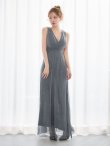 画像4: グリッターラメロングドレス/カシュクール/ノースリーブ/谷間見せ/背中隠し/キャバドレス【S-XLサイズ/2カラー】[OF03B] (4)