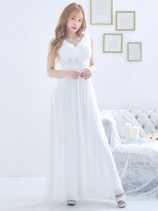 画像4: ゴージャスビジュードレス/ノースリーブ/谷間見せ/背中見せ/ロングドレス/キャバドレス【Fサイズ/3カラー】[OF03B-X] 【IM】 (4)