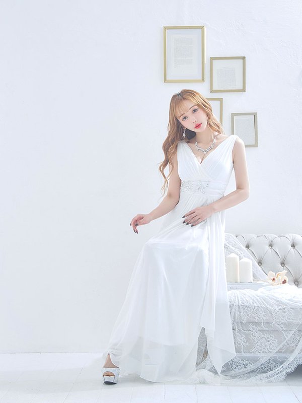 画像10: ゴージャスビジュードレス/ノースリーブ/谷間見せ/背中見せ/ロングドレス/キャバドレス【Fサイズ/3カラー】[OF03B-X] 【IM】 (10)