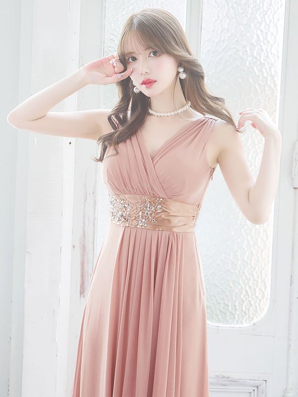 画像5: ゴージャスビジュードレス/ノースリーブ/谷間見せ/背中見せ/ロングドレス/キャバドレス【Fサイズ/3カラー】[OF03B-X] 【IM】 (5)