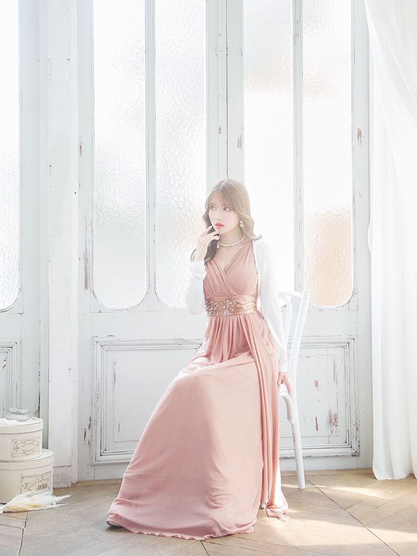 画像9: ゴージャスビジュードレス/ノースリーブ/谷間見せ/背中見せ/ロングドレス/キャバドレス【Fサイズ/3カラー】[OF03B-X] 【IM】 (9)