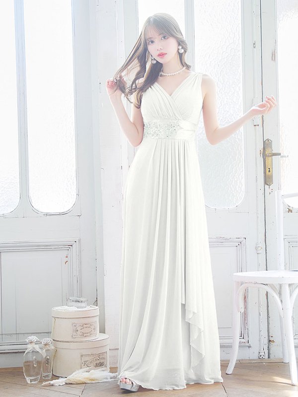 画像12: ゴージャスビジュードレス/ノースリーブ/谷間見せ/背中見せ/ロングドレス/キャバドレス【Fサイズ/3カラー】[OF03B-X] 【IM】 (12)