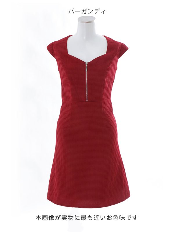 画像11: フロントジップ/ショートスリーブ/谷間見せ/背中隠し/ミニドレス/キャバドレス【S-Mサイズ/1カラー】[OF01]【IM】 (11)