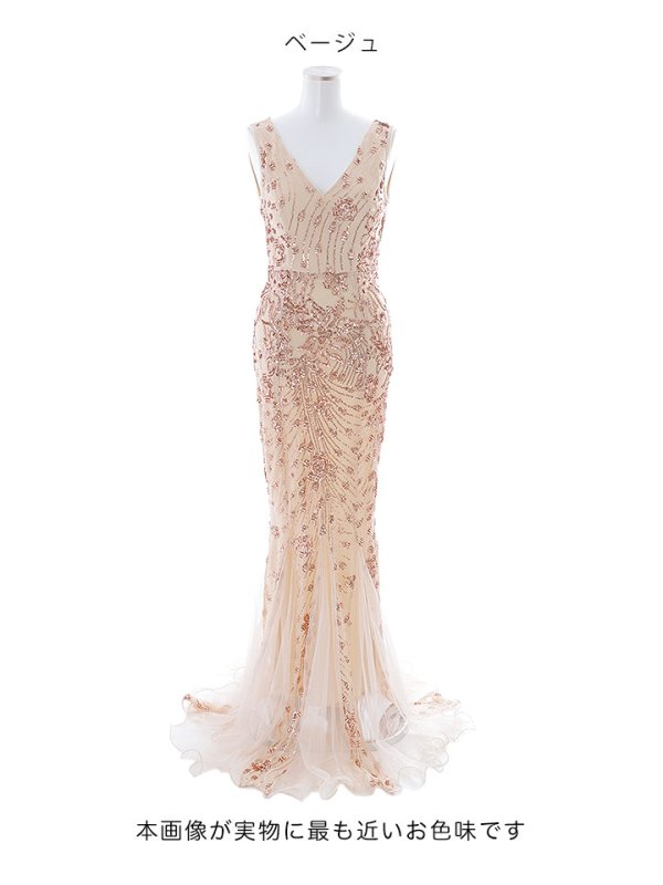画像16: スパンコールマーメイドロングドレス/谷間見せ/ノースリーブ/ロングドレス/キャバドレス【S-Lサイズ/2カラー】[OF03B-X] 【IM】 (16)