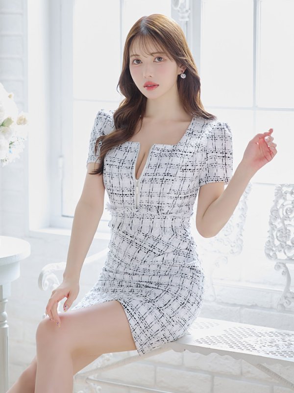 画像9: 送料無料！ツイードジップアップミニドレス/キャバドレス【XS-Lサイズ/1カラー】[OF03B] 【IM】【一部予約商品/11月上旬発送予定】 (9)